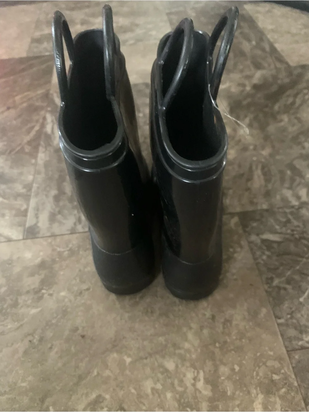 Black Kids' Pull-On Rain Boots